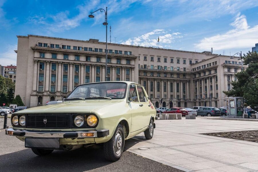 Bucharest: Private Communist Tour in a Romanian Vintage Car - House of the Free Press and the machinery of information