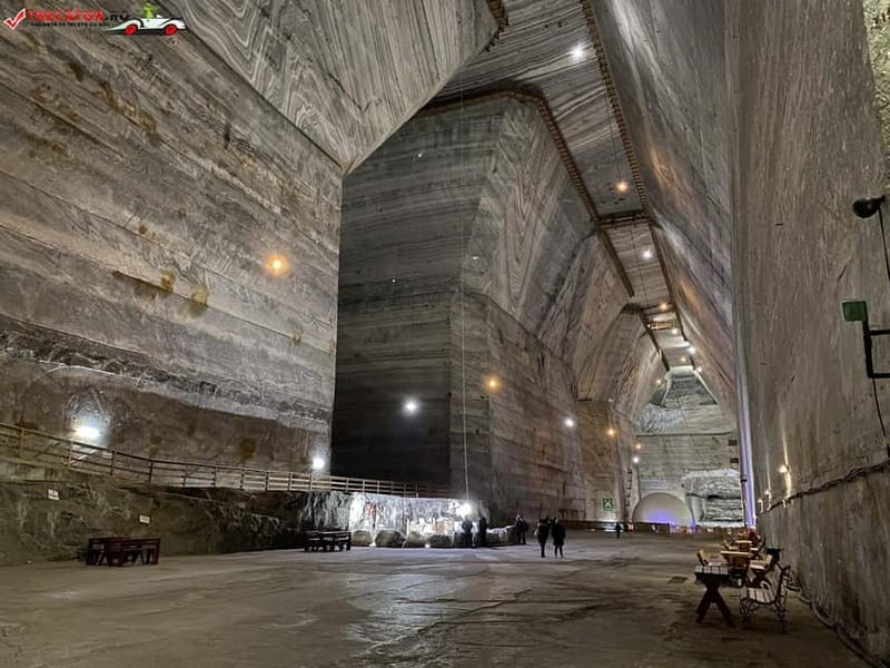 From Bucharest: Slănic Prahova Salt Mine Ticket and Transfer - Taking the shuttle down into the mine