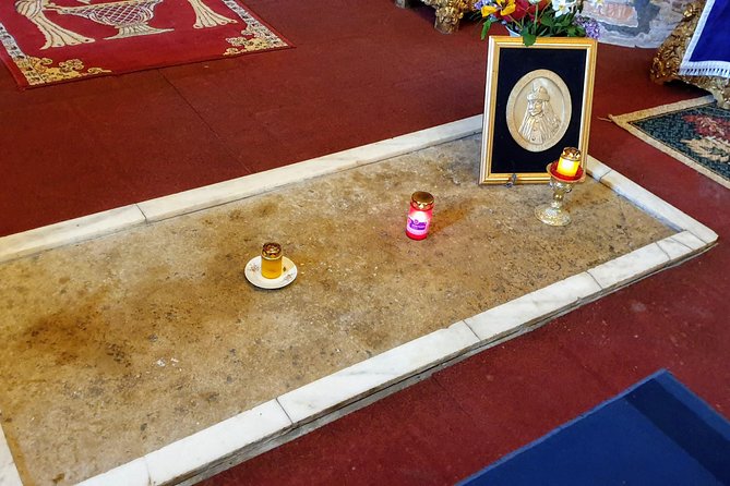 Mystical Monasteries, Dracula's Tomb and Mogosoaia Lake Palace - Private Tour - Snagov Island and the stone linked to Dracula